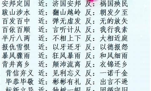 四字成语近义词反义词_四字成语近义词反义词大全